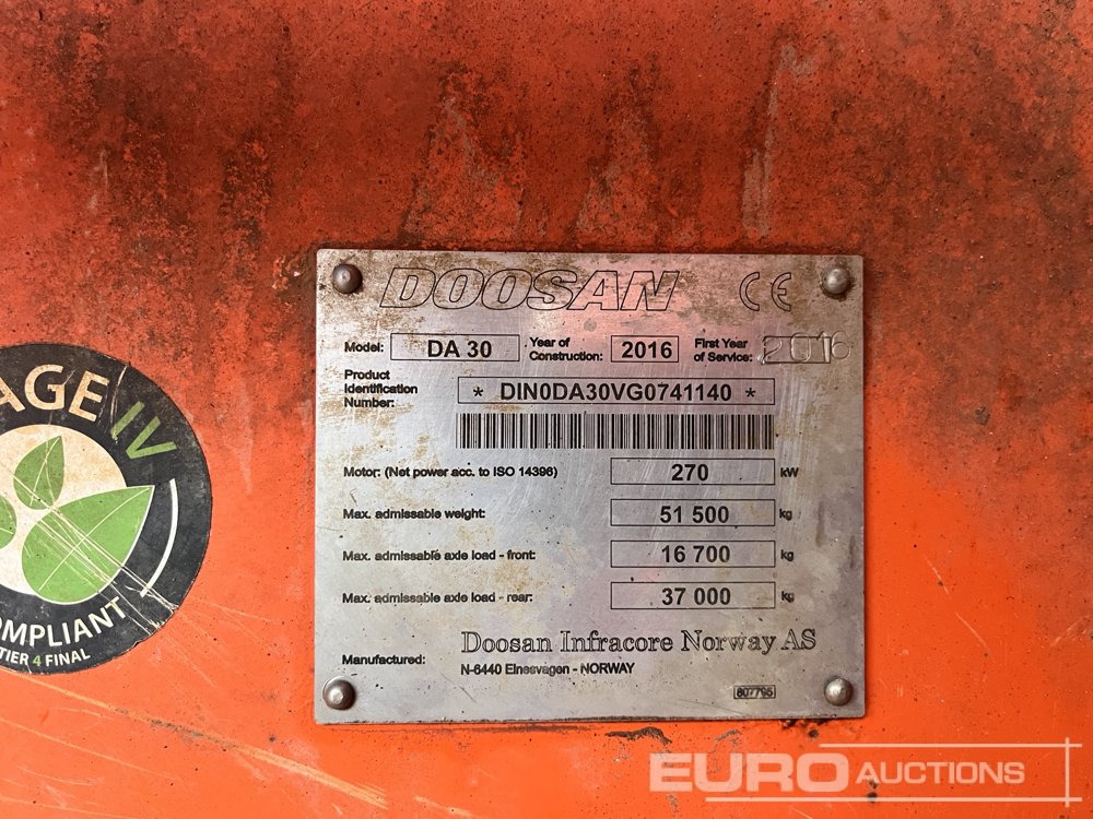 Сочленённый самосвал 2016 Doosan DA30: фото 15