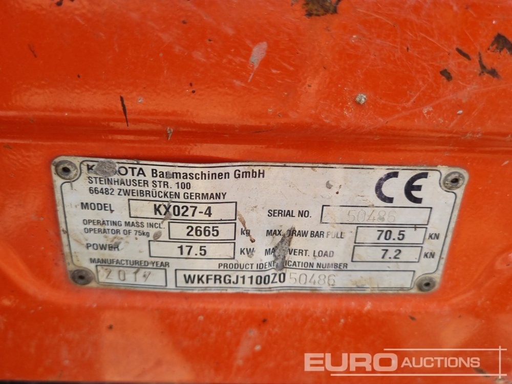 2017 Kubota KX027-4 - Мини-экскаватор: фото 2 2017 Kubota KX027-4 - Мини-экскаватор: фото 2