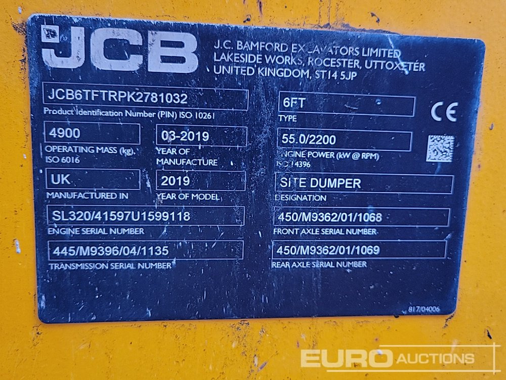 Мини-самосвал 2019 JCB 6FT: фото 37