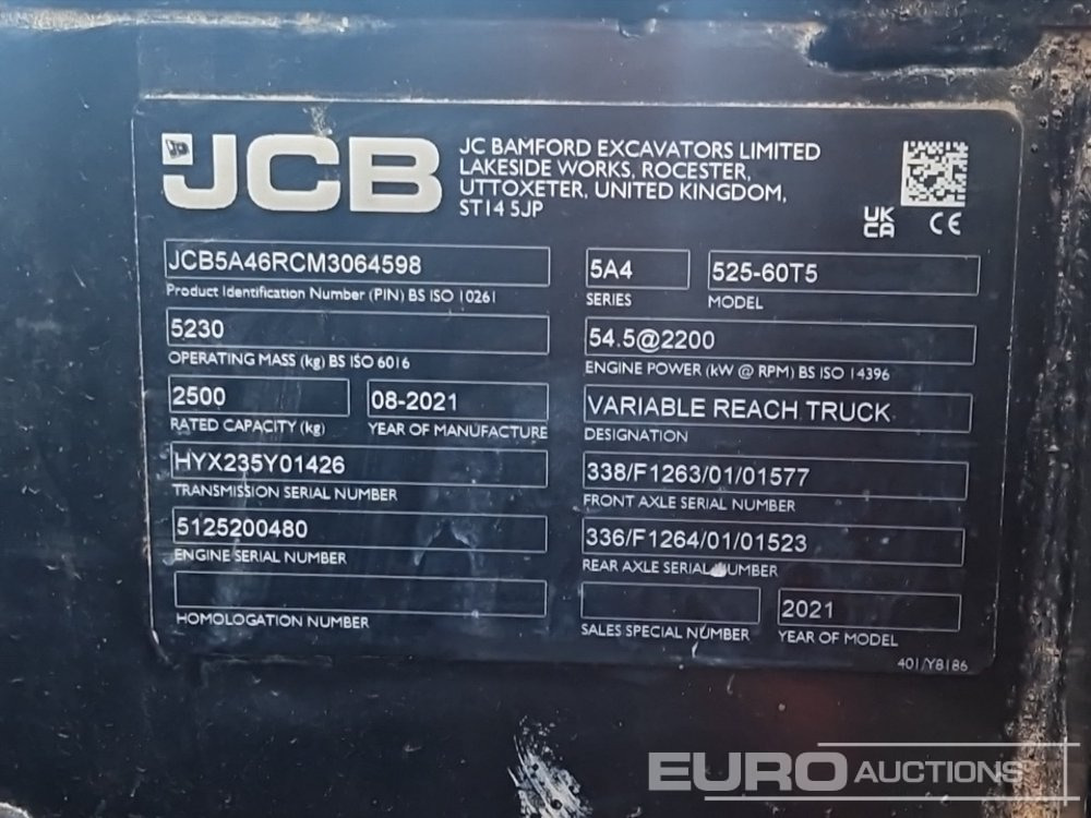 Телескопический погрузчик 2021 JCB 525-60 Hi Viz: фото 40