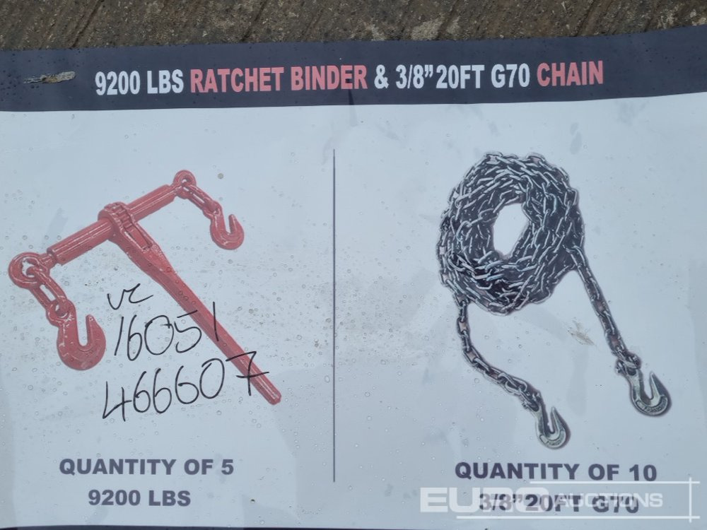 Unused 2025 9200LBS Rachet Binder (5 of), 3/8" 20' G70 Chain (10 of) - Погрузочно-разгрузочная техника: фото 1 Unused 2025 9200LBS Rachet Binder (5 of), 3/8" 20' G70 Chain (10 of) - Погрузочно-разгрузочная техника: фото 1