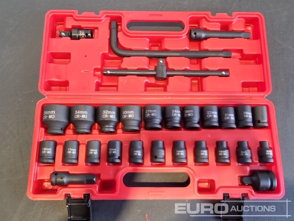 Unused 2025 Boss 1/2" 28pc Pneumatic Short Sleeve Socket Set, 3" Connecting Rod, 5" Connecting Rod Universal Joint, 10" Sliding Rod, 10" Bending Rod Adapter 3/4"-1/2" - Строительное оборудование: фото 1 Unused 2025 Boss 1/2" 28pc Pneumatic Short Sleeve Socket Set, 3" Connecting Rod, 5" Connecting Rod Universal Joint, 10" Sliding Rod, 10" Bending Rod Adapter 3/4"-1/2" - Строительное оборудование: фото 1