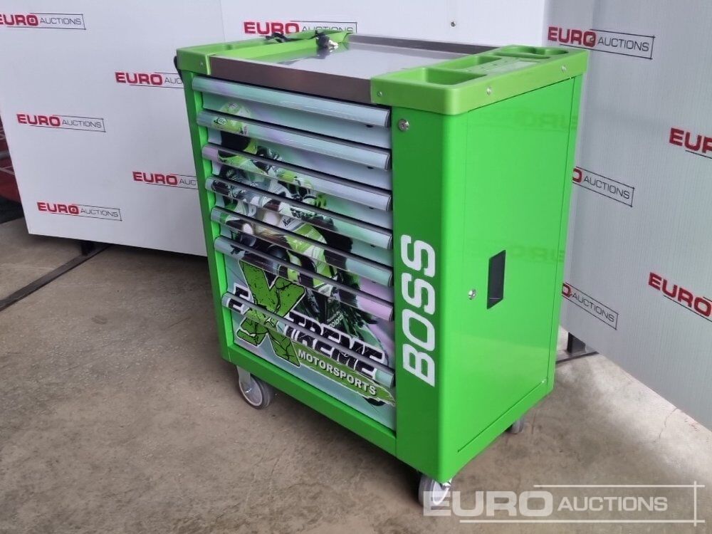 Unused Boss Roller Tool Chest, 7 Drawer, Side Storage Compartment, 258 Piece Tool Set (Green) - Оборудование для мастерских: фото 1 Unused Boss Roller Tool Chest, 7 Drawer, Side Storage Compartment, 258 Piece Tool Set (Green) - Оборудование для мастерских: фото 1