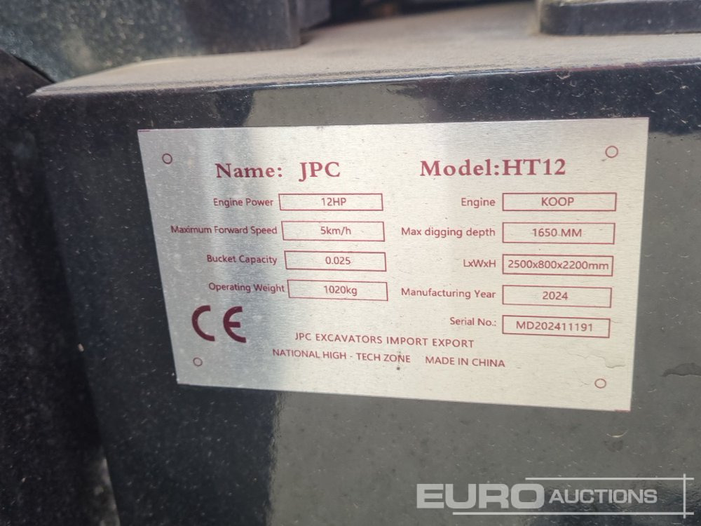 Unused JPC HT12 - Мини-экскаватор: фото 2 Unused JPC HT12 - Мини-экскаватор: фото 2