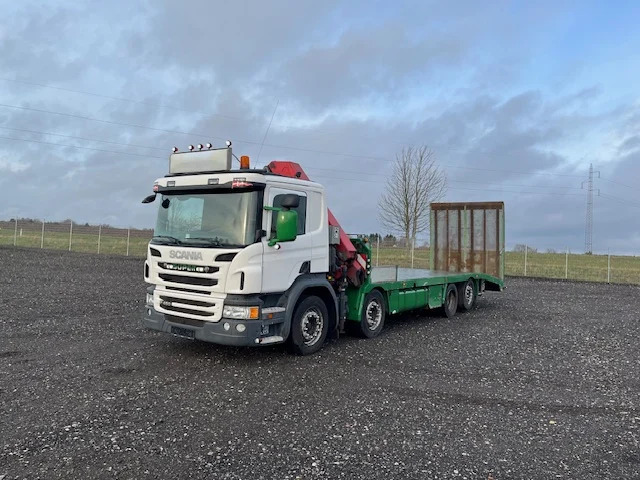 Scania P450 8X2*6 Knæklad + Kran HMF1820 – Machinetransporter - Автовоз, Автоманипулятор: фото 1 Scania P450 8X2*6 Knæklad + Kran HMF1820 – Machinetransporter - Автовоз, Автоманипулятор: фото 1