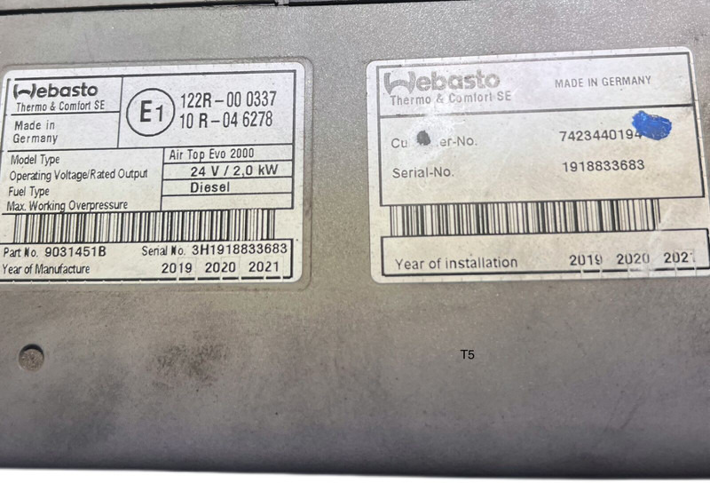 Webasto Air Top Evo 2000 - Отопление/ Вентиляция: фото 2 Webasto Air Top Evo 2000 - Отопление/ Вентиляция: фото 2